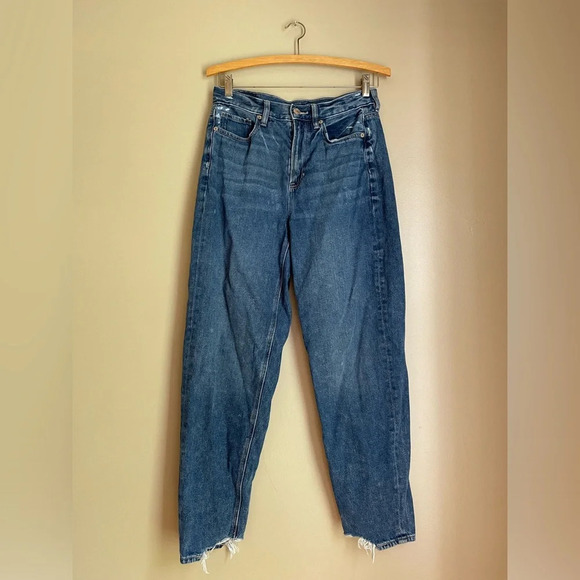 American Eagle Dark Wash Distressed Jeans with No Holes on Knees - Picture 1 of 5